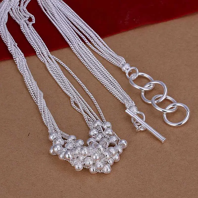 Jewellery Charms Silver Plated Collar Necklace Six Line Sand Bead Choker Wedding Decoration 2