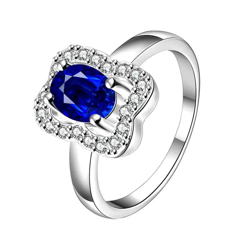 Jewellery Charms Silver Plated Engagement Ring Tetragonal Crystal Insets Anel Masculino Bone Fspr 45 1