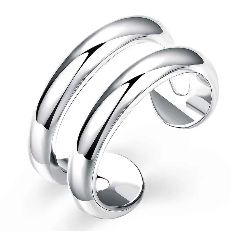 Jewellery Charms Silver Plated Rings For Men Two Wire Anel Masculino Wedding  38 1