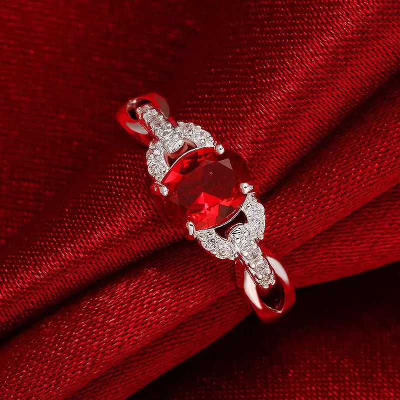Jewellery Charms Silver Rings Insets Duble Heart Aliancas Joyas Fspr 9 5
