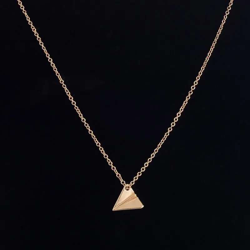 Jewelry 18K Gold Plated Paper Origami Plane Necklaces Minimalist Plane Necklace Gift 30Pcs-N011 2
