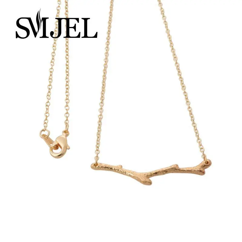 Jewelry 18K Gold Plated Simple Tree Branch Twig Pendant Necklaces Plant Limb Necklace N146 1