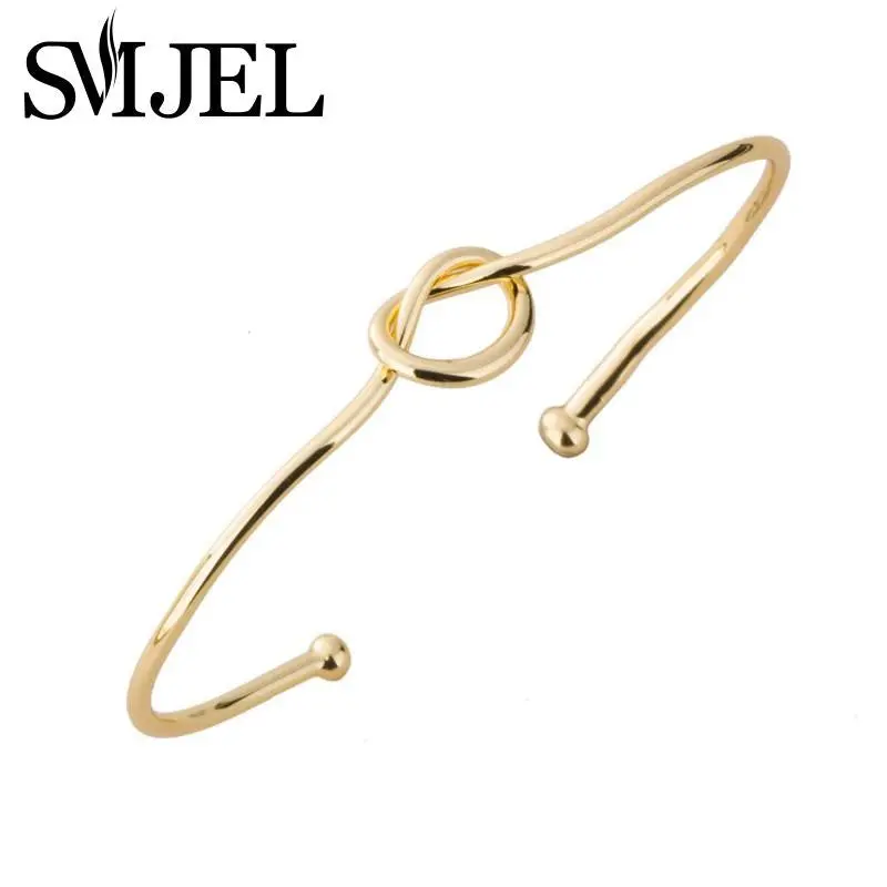 Jewelry 18K Gold Silver And Black Cute Adjustable Love Knot Wire Bracelet Cuffs 30Pcs-G004 1
