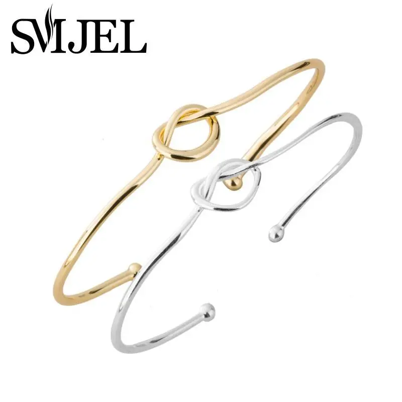 Jewelry 18K Gold Silver And Black Cute Adjustable Love Knot Wire Bracelet Cuffs 30Pcs-G004 2