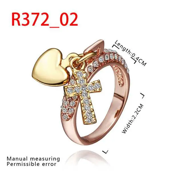 Jewelry 18K Gp Cross And Heart Rings Ring372 1
