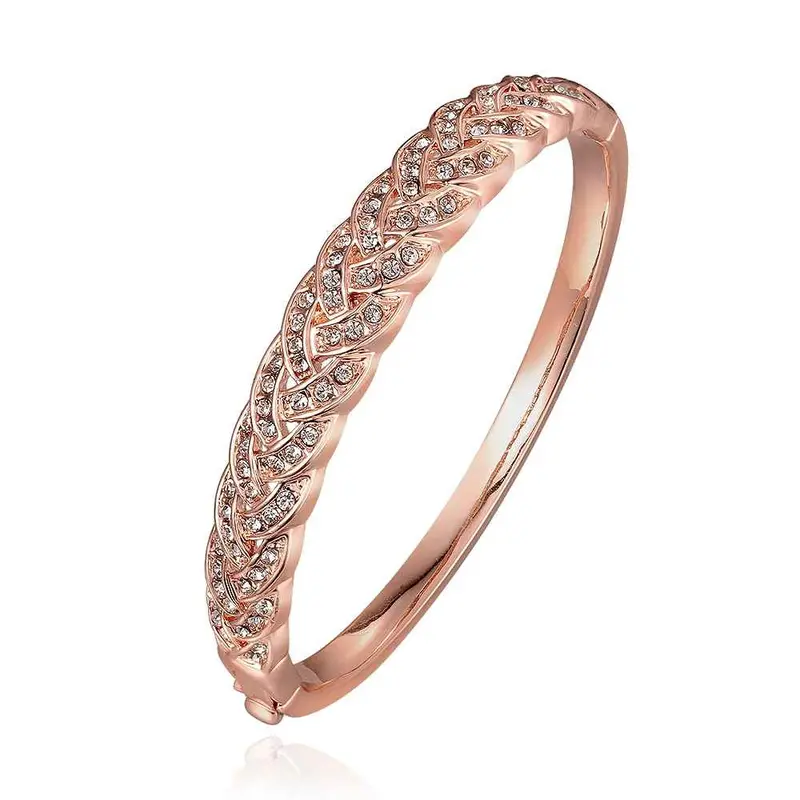 Jewelry 18K Gp Cuff Crystal Drill Even Women Bracelet Bangle Pulseiras Femininassmtpz 65 1