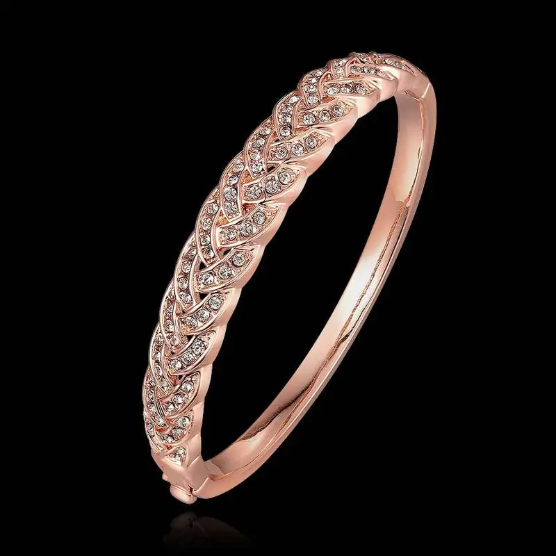 Jewelry 18K Gp Cuff Crystal Drill Even Women Bracelet Bangle Pulseiras Femininassmtpz 65 2
