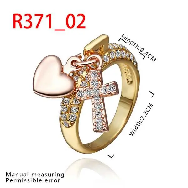 Jewelry 18K Gp Heart And Cross Rings Ring371 1
