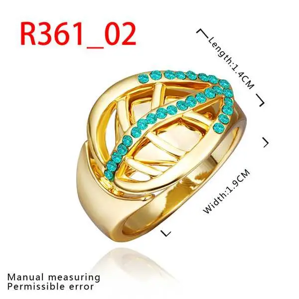 Jewelry 18K Gp Leaves Green T Rings Ring361 1