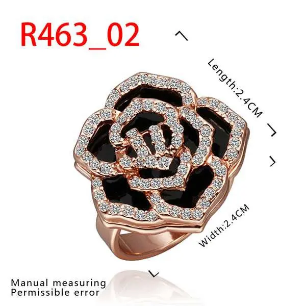Jewelry 18K Gp White Edge Black Rings Ring463 1