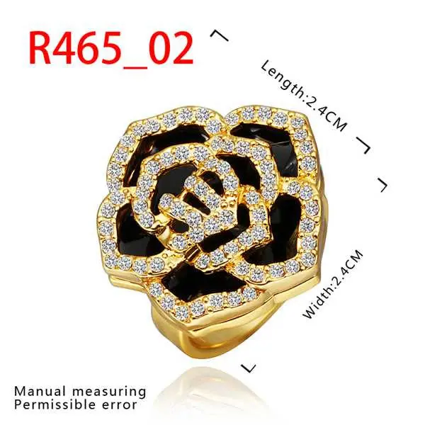 Jewelry 18K Gp Yellow Edge Black Rings Ring465 1
