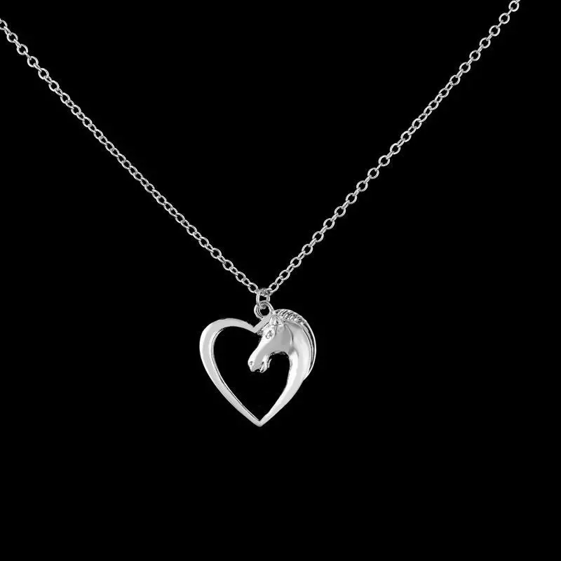 Jewelry Accessory Horse In Heart Necklace Cute Animal Long Chain Necklaces Gift 30Pcs-N215 2