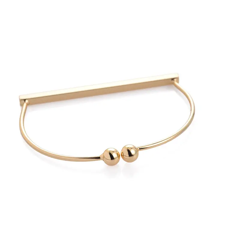 Jewelry Bangles Gold And Silver Simple Horizontal Bar Stick Thin Wire Bangle Bracelet 30Pcs-G034 2