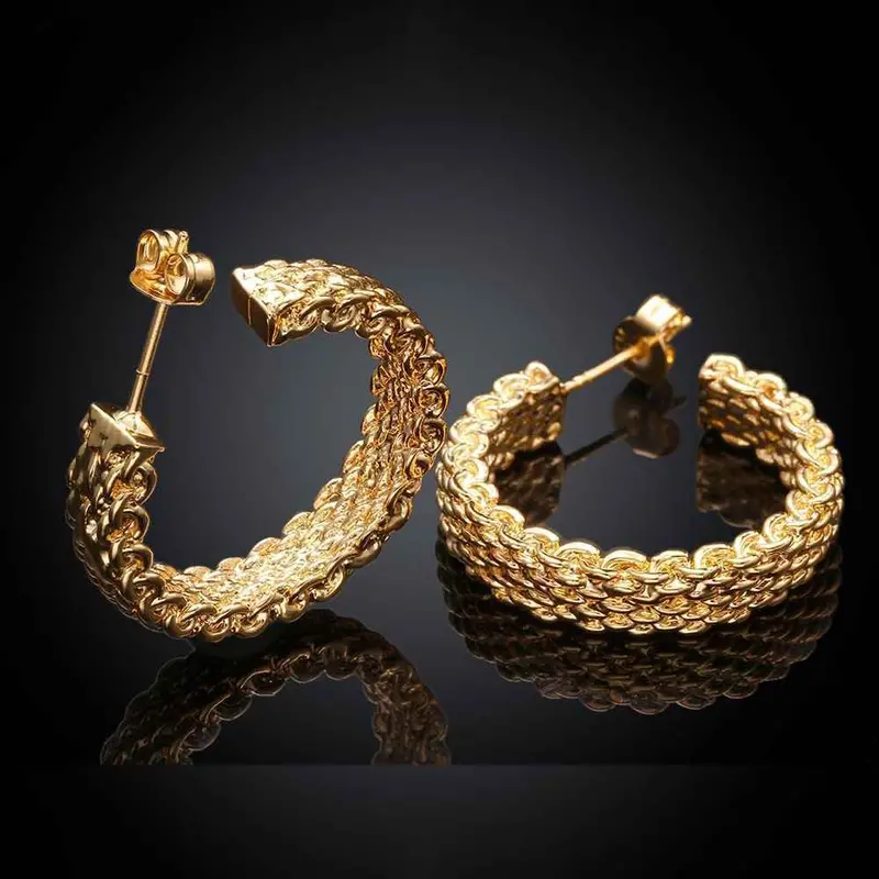 Jewelry Braid Stud Earrings 18K Gp Zircon Earing Brincos Skge 29 1