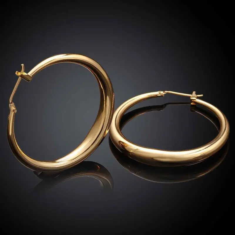 Jewelry Casual Round Hoop Earrings 18K Gp Zircon Earing Brincosskge 31 1