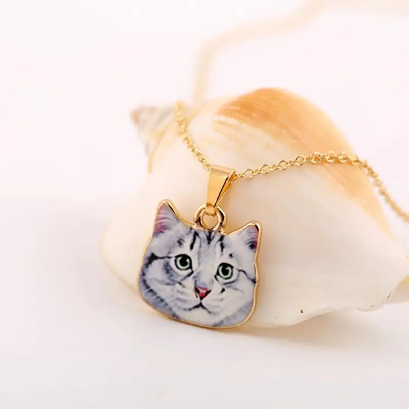 Jewelry Colorful Animal Kitty Necklace Lovely Gray Cat Necklace Oxl005 1
