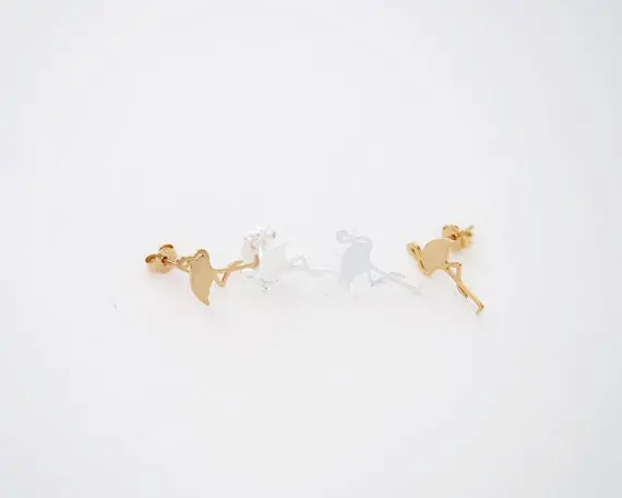 Jewelry Cute Animal Flamingo Brass Stud Earrings Gift Cute Animal S091 2