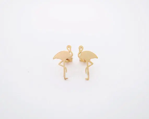 Jewelry Cute Animal Flamingo Brass Stud Earrings Gift Cute Animal S091 3