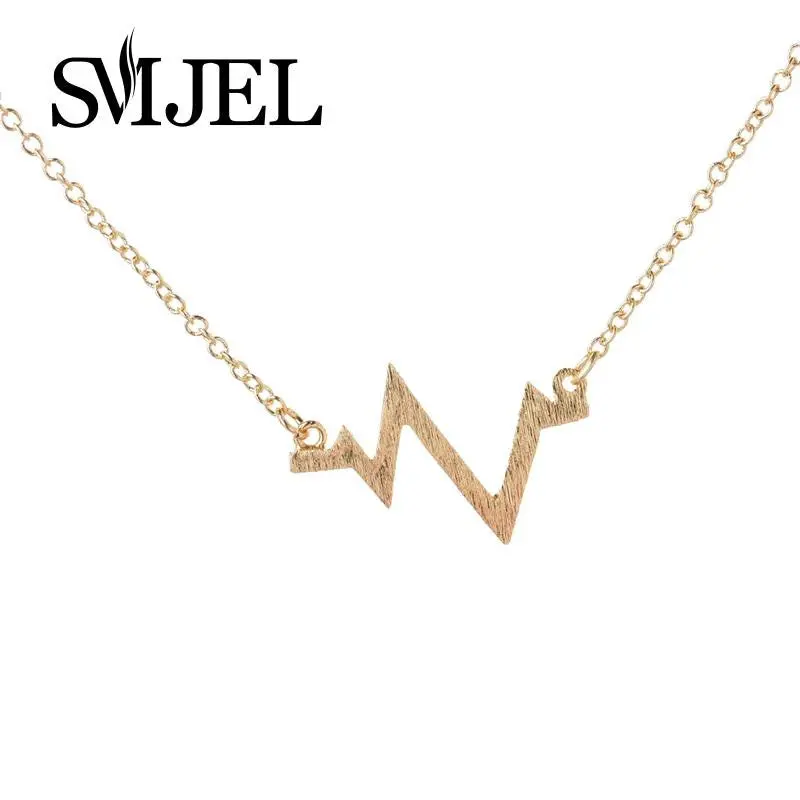 Jewelry Cute Heart Beat Necklace Electrocardiogram Necklace Geometric Necklace Simple Jewelry N120 1