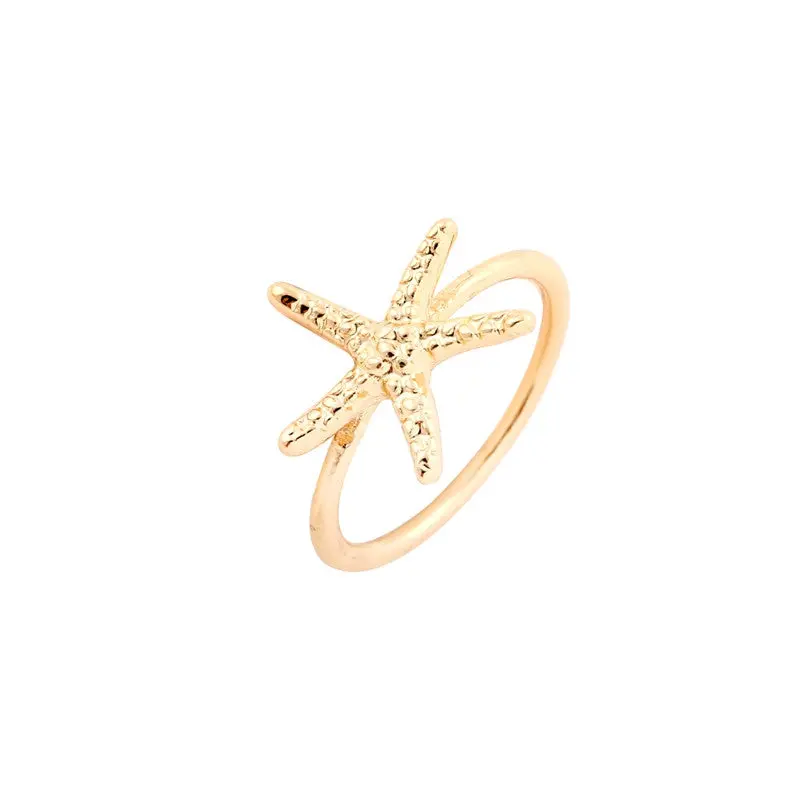 Jewelry Cute Simple Starfish Ring Openwork Ring Star Ring R095 1