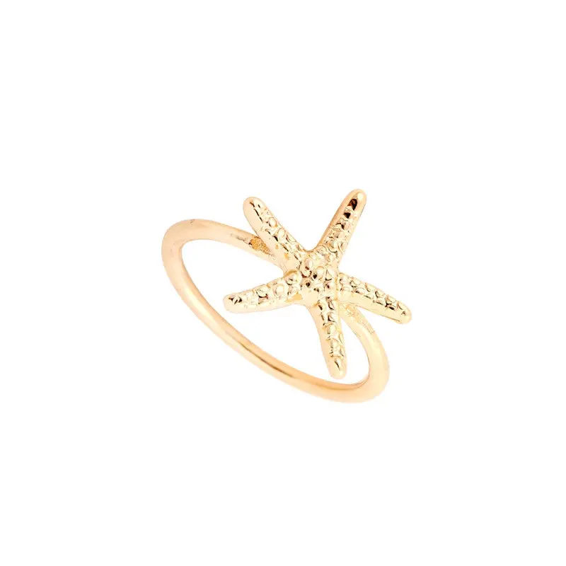 Jewelry Cute Simple Starfish Ring Openwork Ring Star Ring R095 2