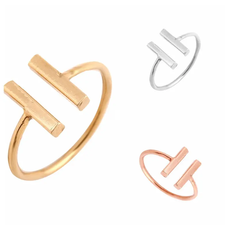 Jewelry Cute Unique Bar Adjustable Ring,Simple Double Bar Ring R115 1