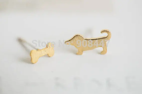 Jewelry Dog And Bone Earrings 18K Gold Cute Animal And Food Stud Post Earrings Jewelry 1