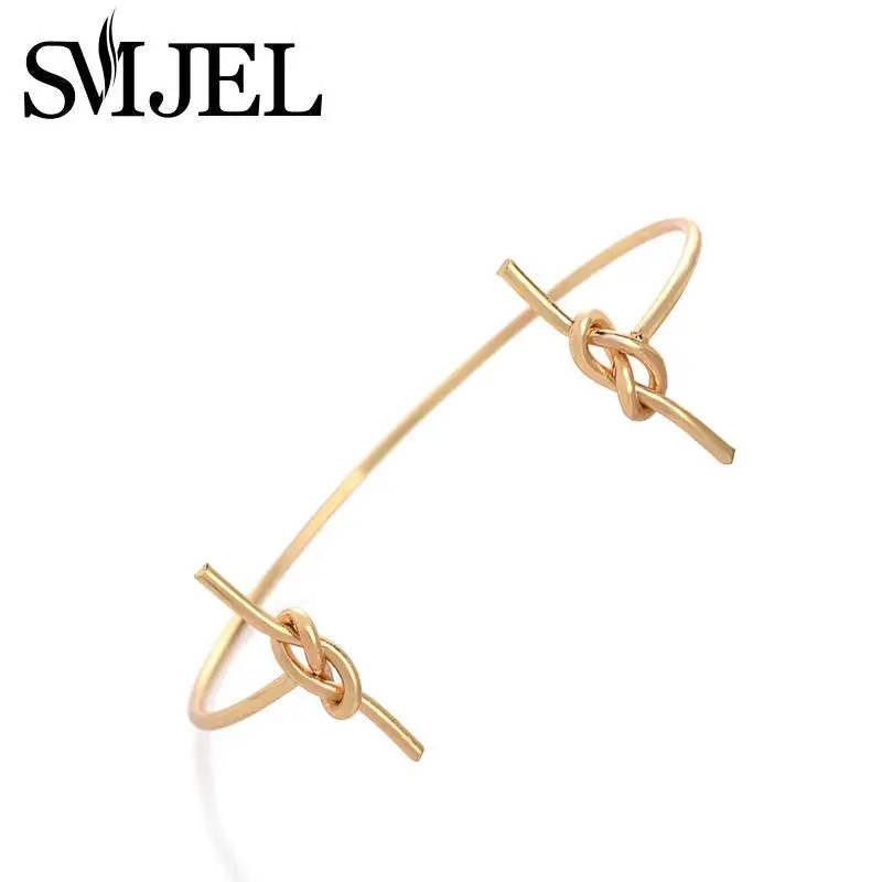 Jewelry Double Knot Knotted Tie Thin Wire Warp Cuff Bracelet G036 1