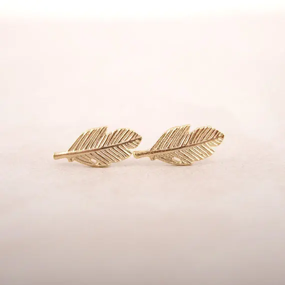 Jewelry Gold Silver Fallen Leaves Stud Earrings Vintage Leaf Earrings Gifts S038 1