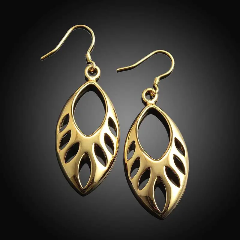 Jewelry Hollow Drop Water Earrings 18K Gp Zircon Earing Brincosskge 33 1