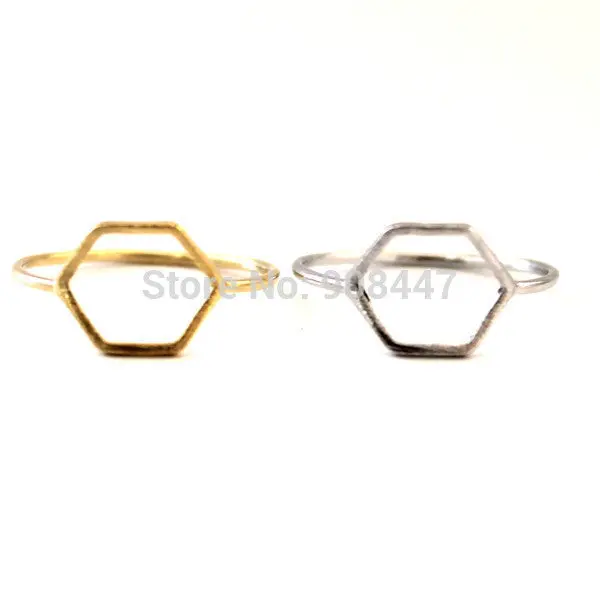Jewelry Jewelry Geometric Hexagon Outline Rings R116 1