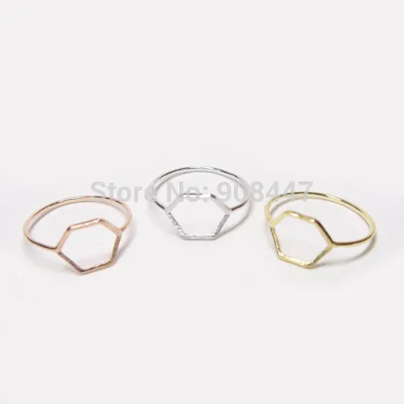 Jewelry Jewelry Geometric Hexagon Outline Rings R116 2