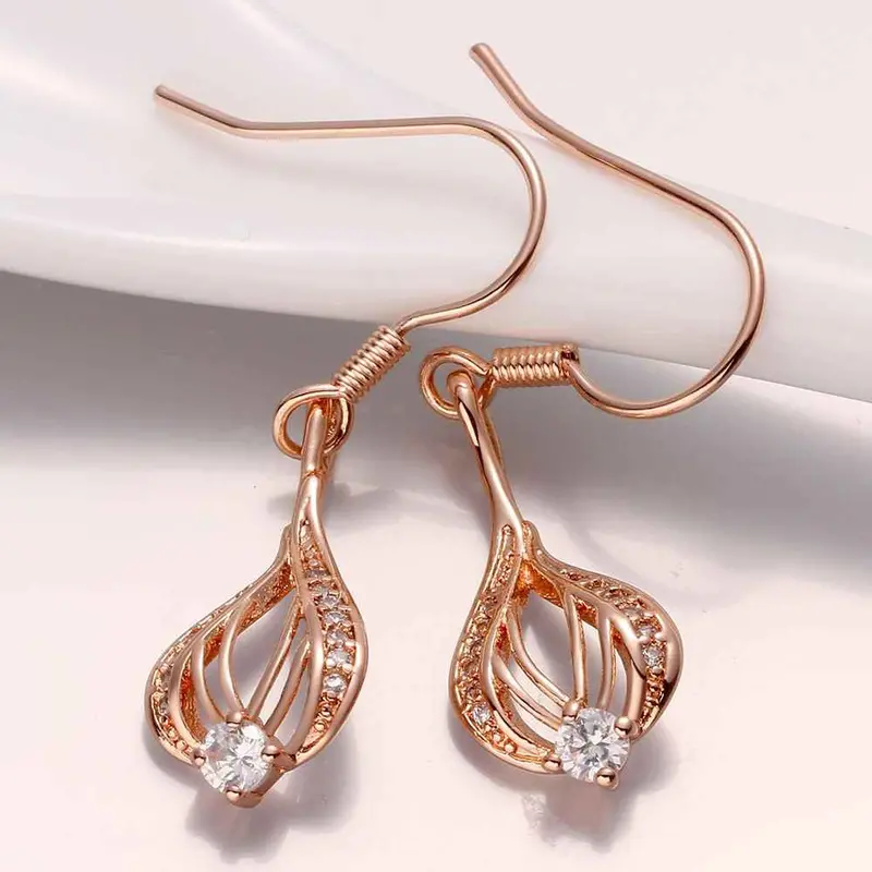 Jewelry Lantern Drop Earrings 18K Gp Zircon Earing Brincosskge 1 1