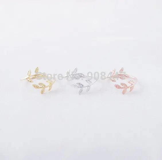 Jewelry Leave Rings Cute Double Leaf Ring, Plant Branch Rings Girl's Gift R100 1
