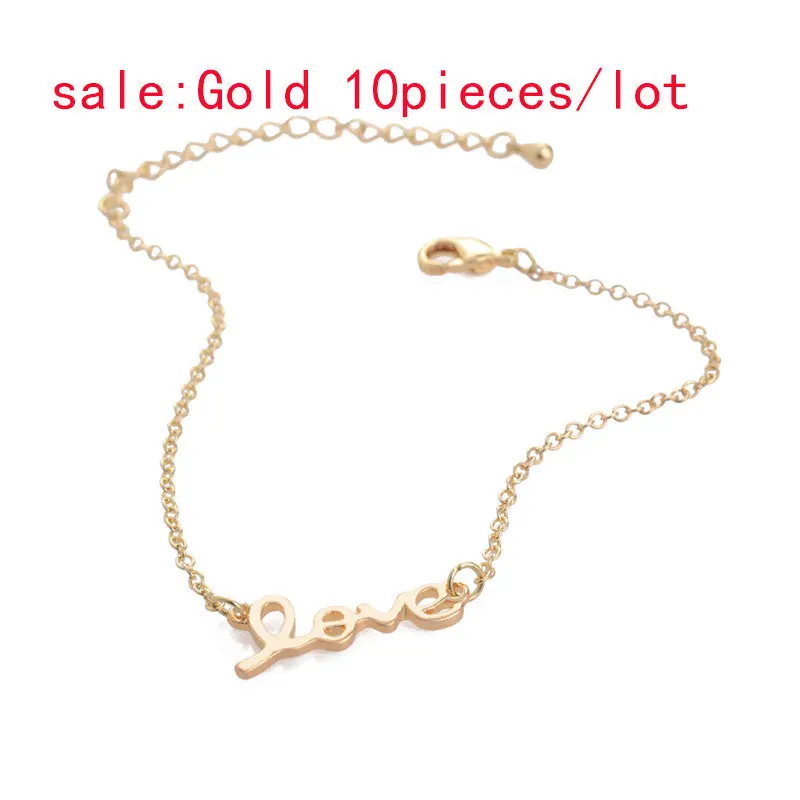 Jewelry Love Bracelet In Silver Plated Heart Love Ever Letter Bracelets 10 Pcs-B004 1
