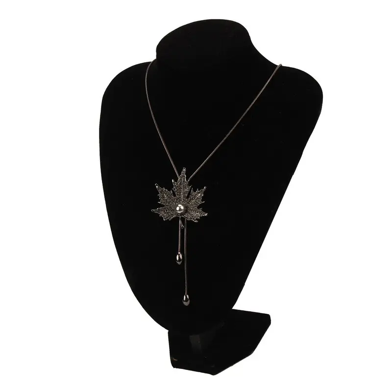 Jewelry Maple Leaf Long Beaded Chain Necklaces Pendant Necklace Women Office Lady Imitation Pearl Jewelry Gifts 1