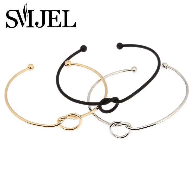 Jewelry Open Love Knot Bracelet Bangles 18K Gold Plated Black Knot Cuff Bangles G004 1