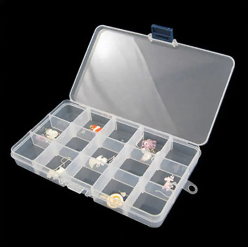 Jewelry Organizer Storage Case Box Holder Container Pills Jewelry Nail Art Tips 15 Grids Clear Color Fast Shipping Feida 1