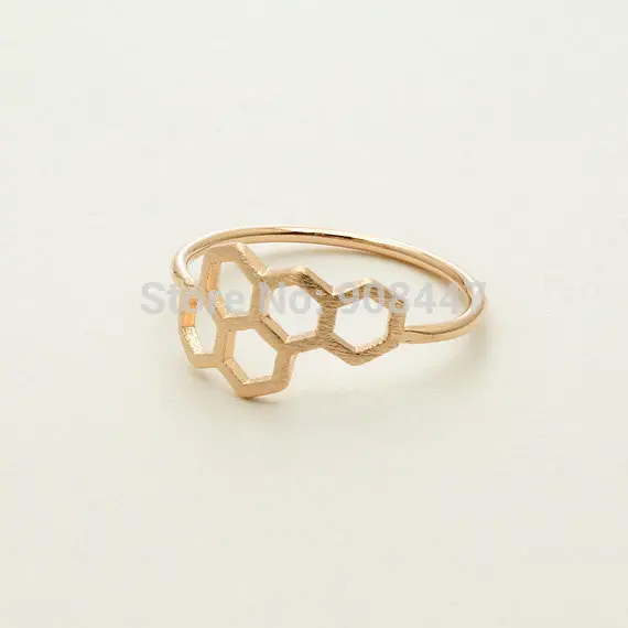 Jewelry Punk Style Geometric Hexagon Ring,Sexangle Link Rings 1