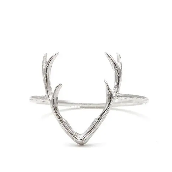 Jewelry Rings Cute Animal Deer Antler Rings Stag Animal Ring Party Christmas Gifts R136 1