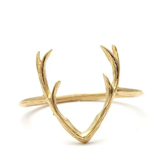 Jewelry Rings Cute Animal Deer Antler Rings Stag Animal Ring Party Christmas Gifts R136 2