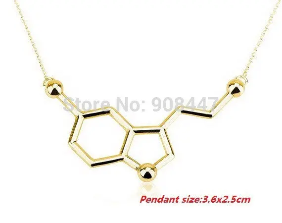 Jewelry Serotonin Molecule Charm Necklace Chemistry Structure Necklace Special Gifts 10Pcs-N012 1