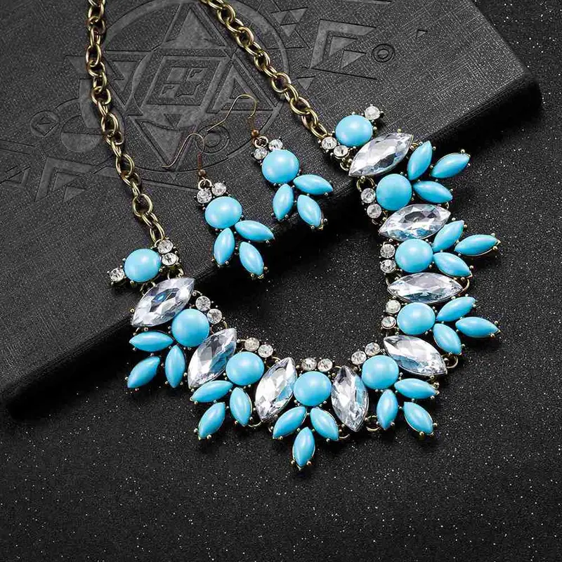 Jewelry Sets Four Fall Pearl Necklace + Earrings African Jewelry Set Collier Plastron Femme171 1