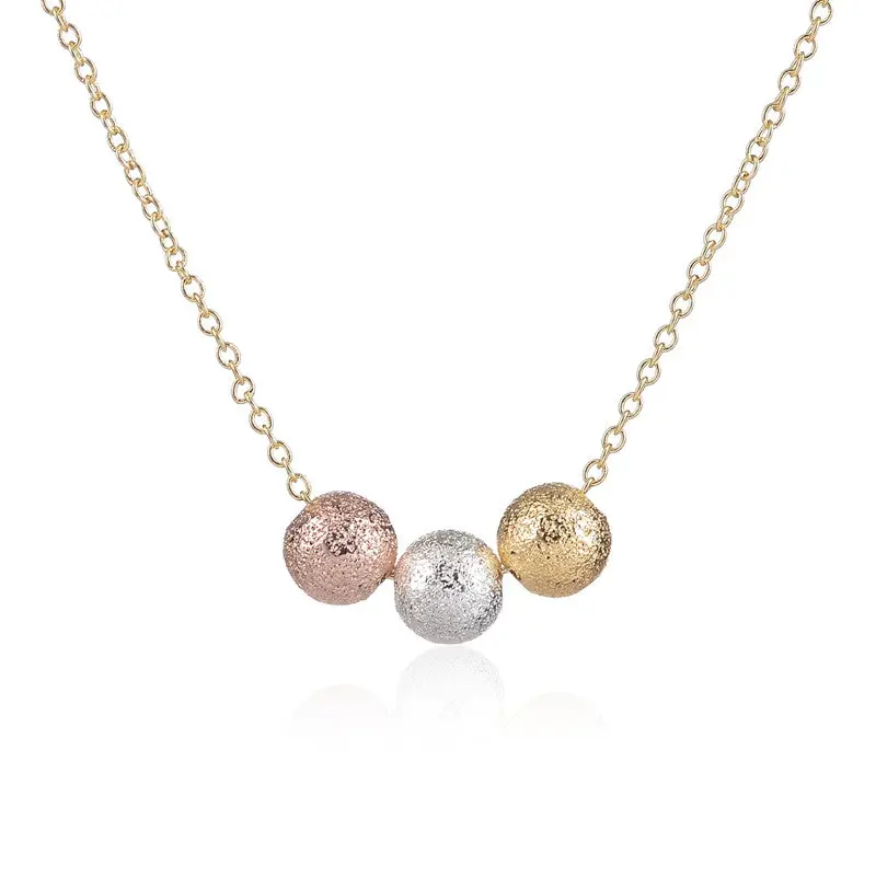 Jewelry Silver Plated Pretty 3 Mini Ball Necklaces 10Pcs-N086 1