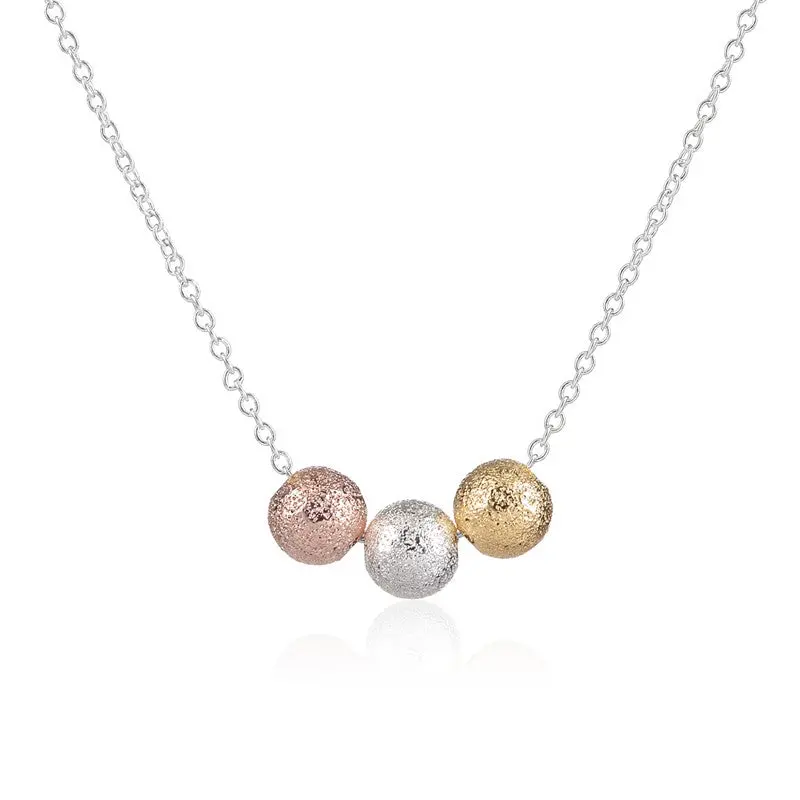 Jewelry Silver Plated Pretty 3 Mini Ball Necklaces 10Pcs-N086 2