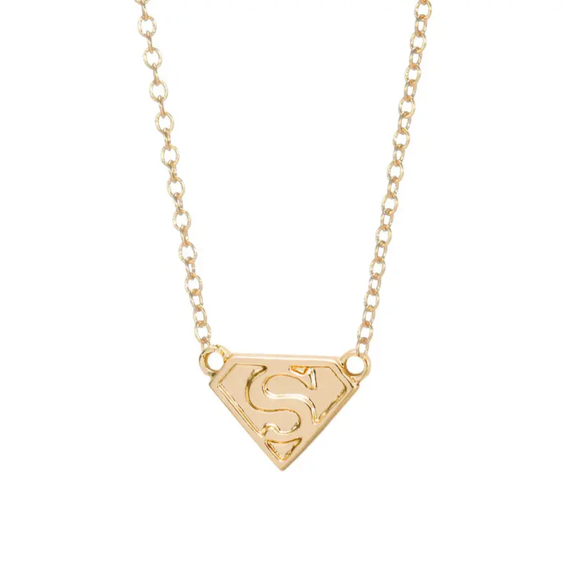 Jewelry Silver Super S Logo Necklace Superman Letter Necklace 10Pc-N031 2