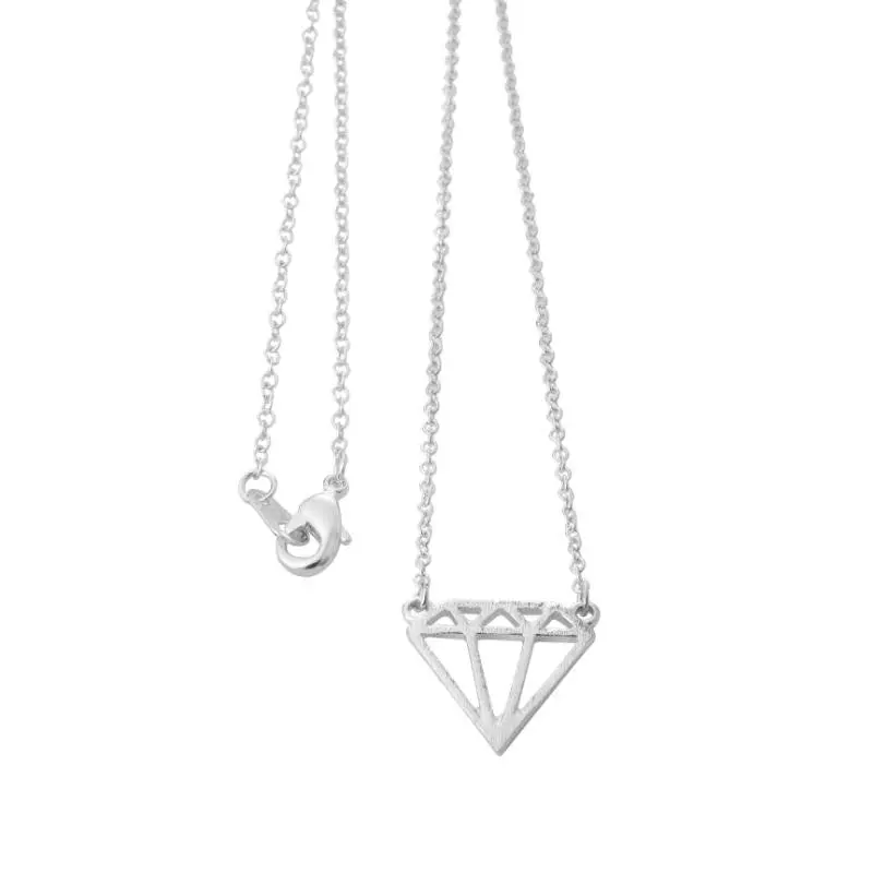 Jewelry Simple Triangle Pendant Necklace Flat Subulate Triangle Shaped Necklace In Silver 10Pcs-N032 1