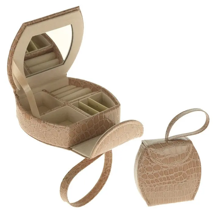 Jewelry Storage Portable Weave Pattern Leather Cosmetic Nacklace Bracelet Case Organizer Display Box 89411 1