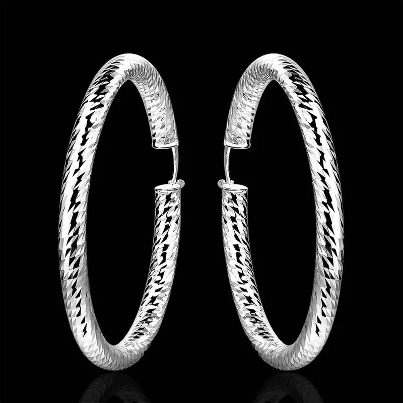 Jewelry Women's Silver Plated Circle Hoop Earings Bijoux Earrings For Wedding 592 2