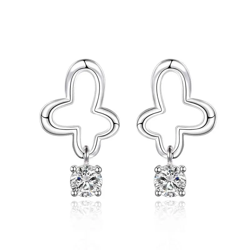 Jewelry Women's Silver Plated Crystal Flower Stud Earings Bijoux Earrings For Wedding 597 1